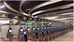 The turnstiles at Hong Kong International Airport